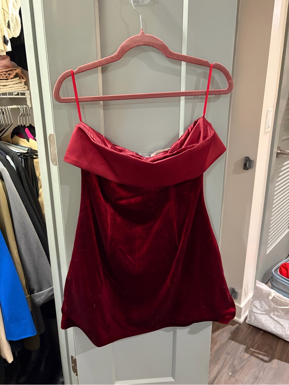 Red Velvet Off-Shoulder Mini Dress